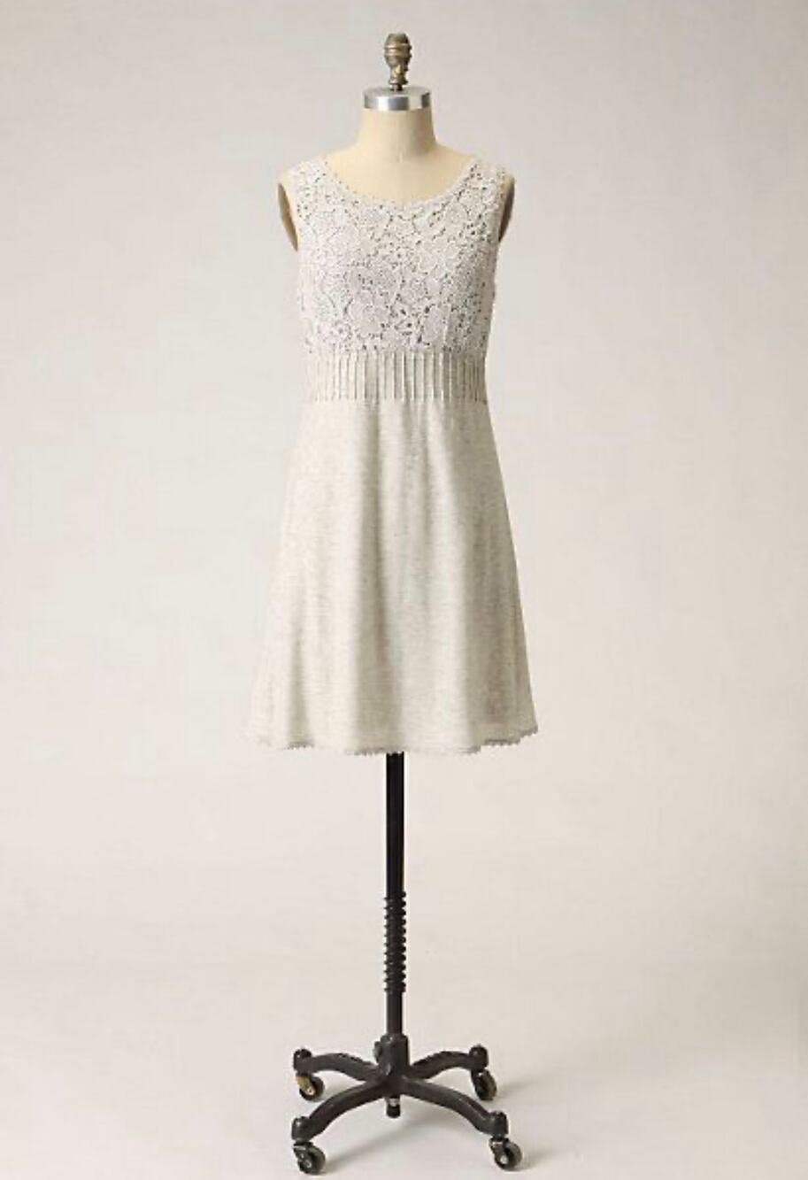 Anthropologie Knitted & Knotted Medium Dress Wool Cashmere crochet lace